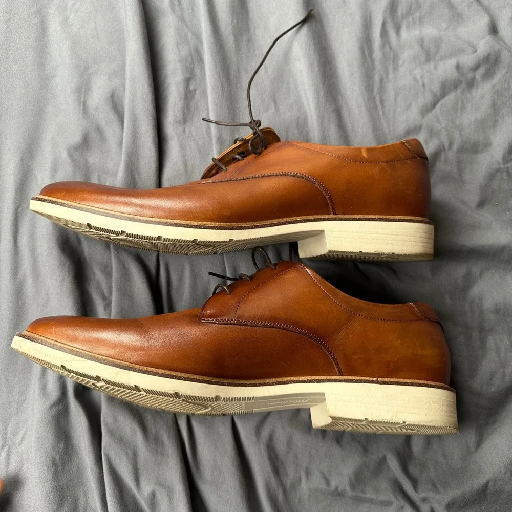 Florsheim Mens Fuel Plain Toe Oxford Cognac Brown Leather Dress Shoes  14M